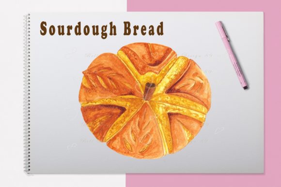 Watercolor Sourdough Bread Clipart: A Versatile Digital Asset for Creative Projects