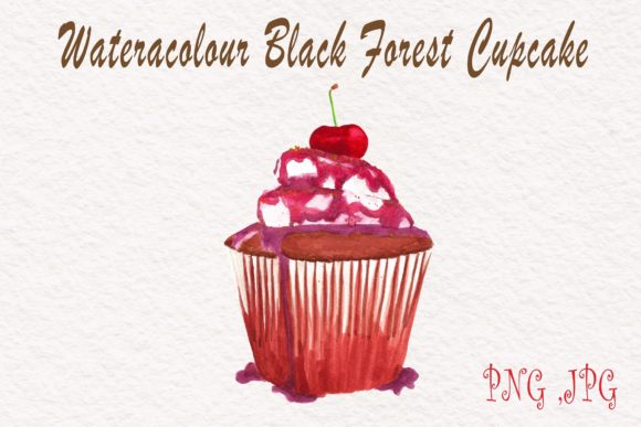 Watercolour Black Forest Cupcake Clipart: A Versatile Digital Asset for Creative Projects